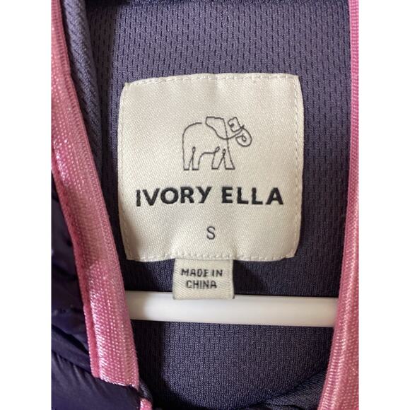 Ivory Ella Pullover Women's SMALL Cream Purple 1/2 Zip Hood Sherpa Puffer Jacket - Picture 8 of 9